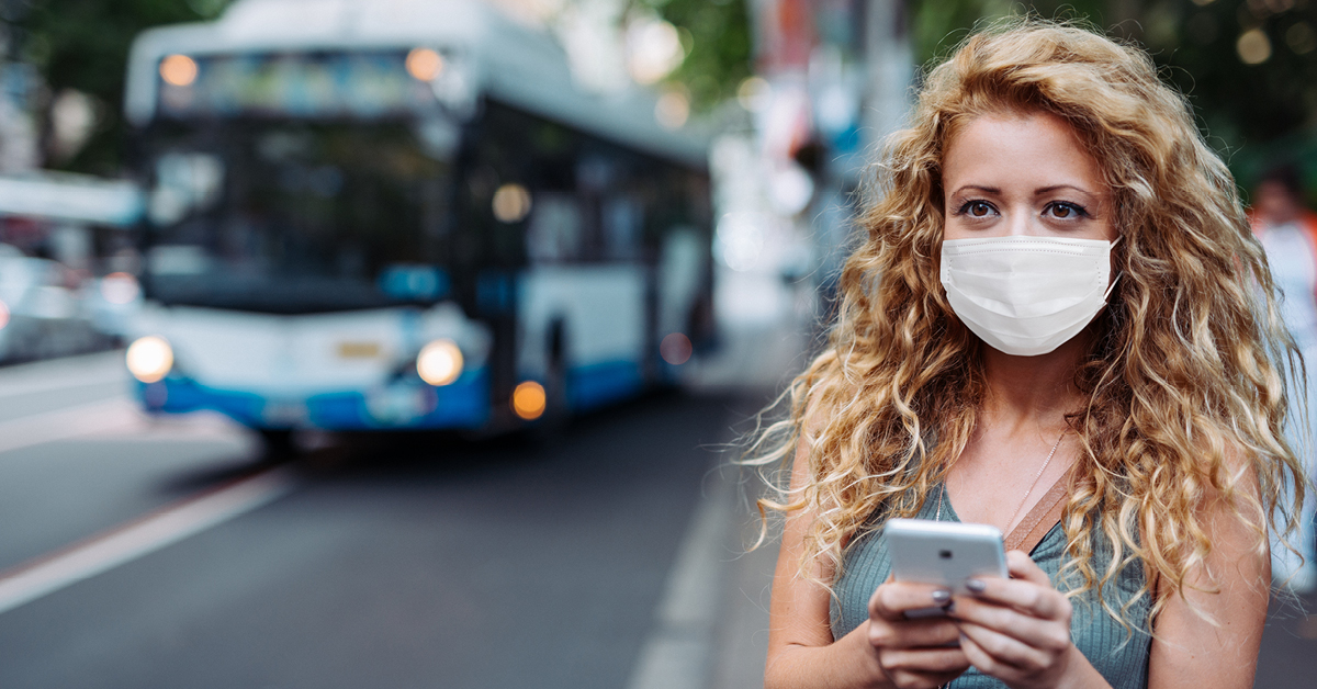 Woman wearing a face mask