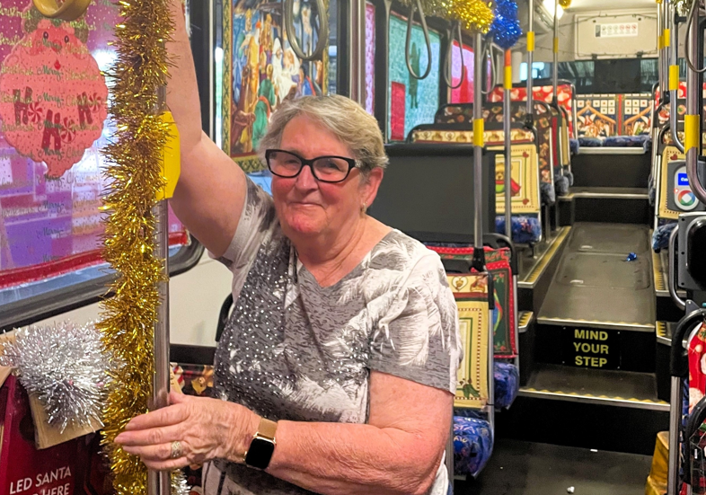 Marg drives the Christmas Bus one last time